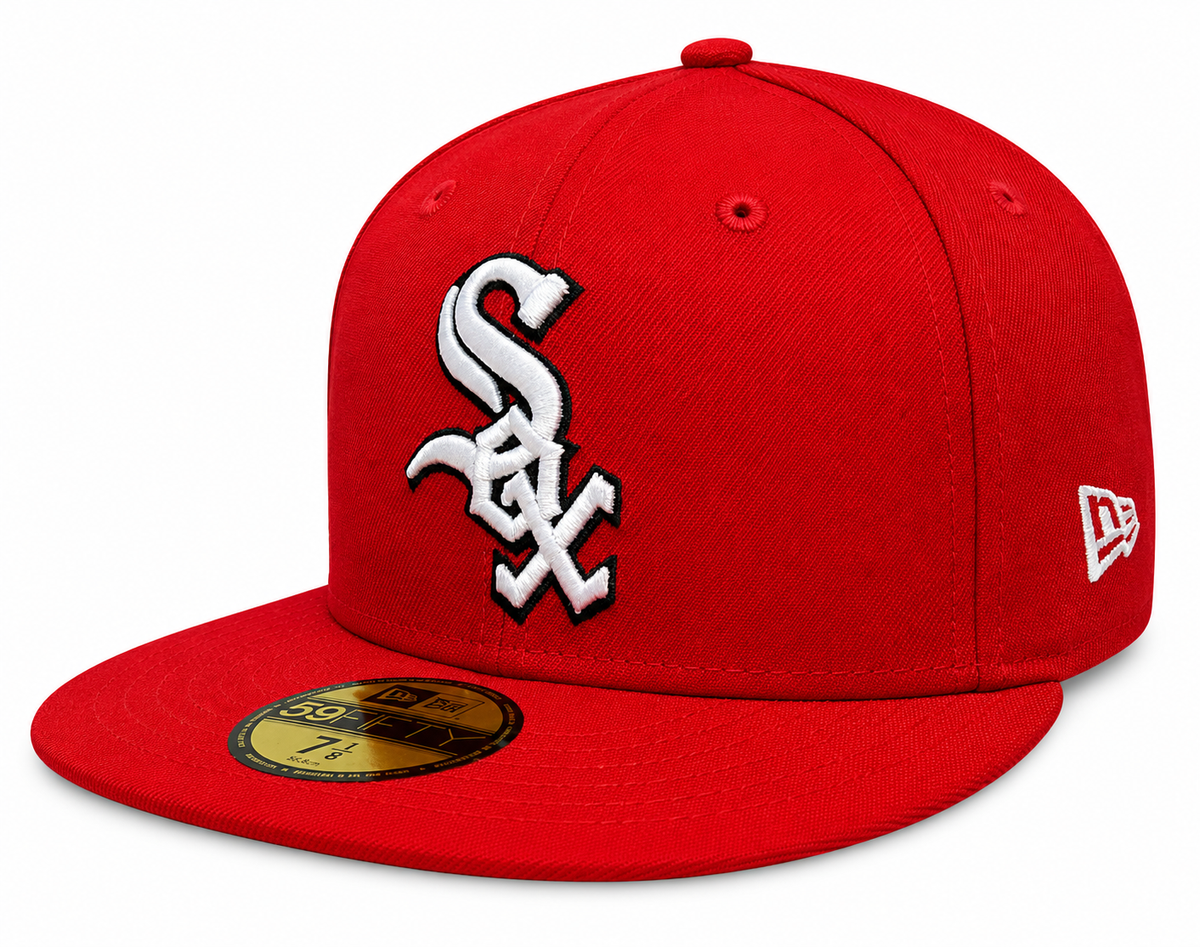 Chicago White Sox Primary Logo Red New Era 59FIFTY Fitted Hat product image 1, provided for visual reference and product
