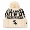 Chicago White Sox New Era Cream Knitsport Cuffed Knit Hat with Pom for Women product image 1, provided for visual reference