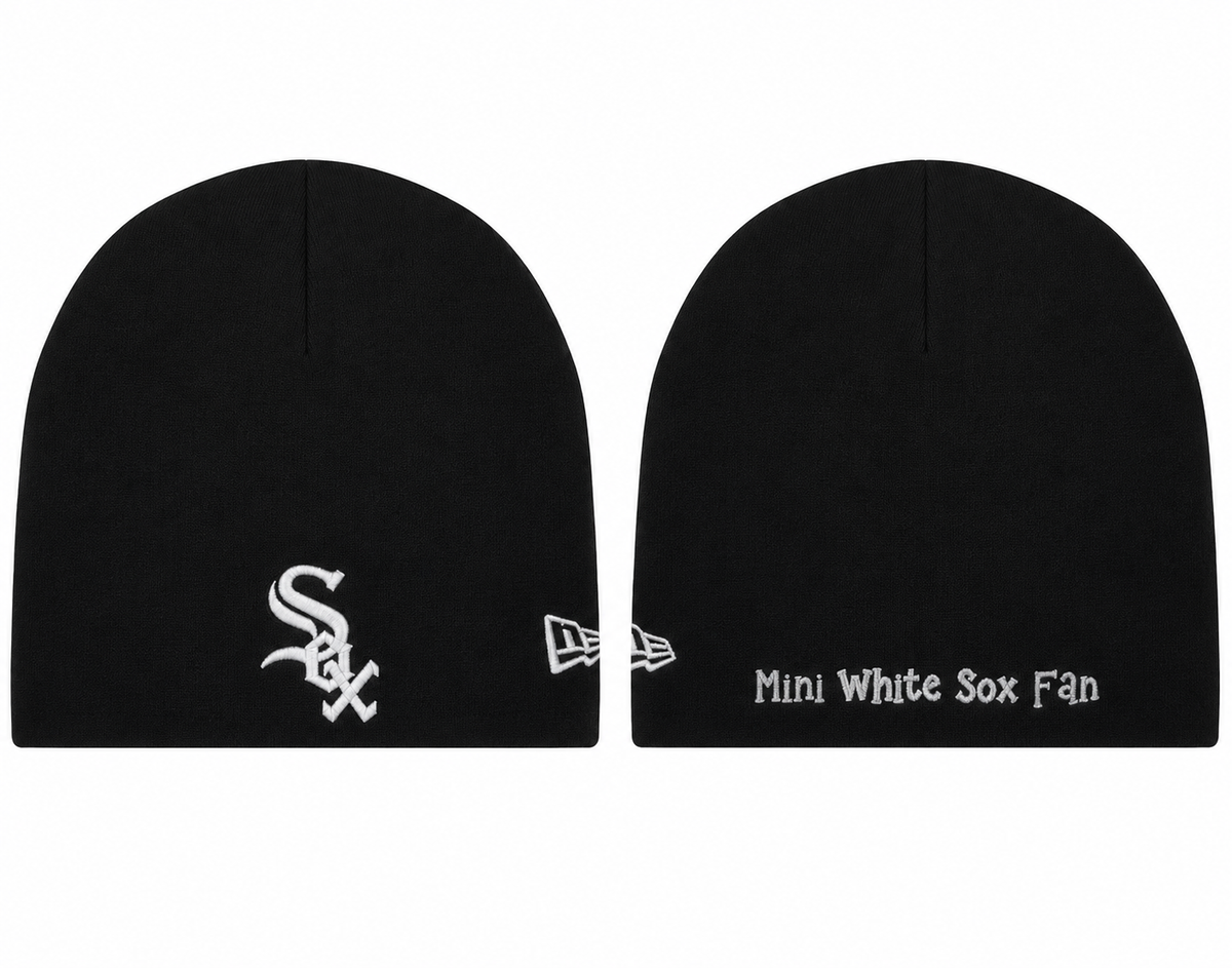 Infant Chicago White Sox Mini Fan Black Knit Hat By New Era product image 1, provided for visual reference and product