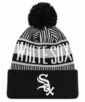 Youth Chicago White Sox New Era Junior Knitstripe Black Cuffed Pom Knit Hat product image 1, provided for visual reference