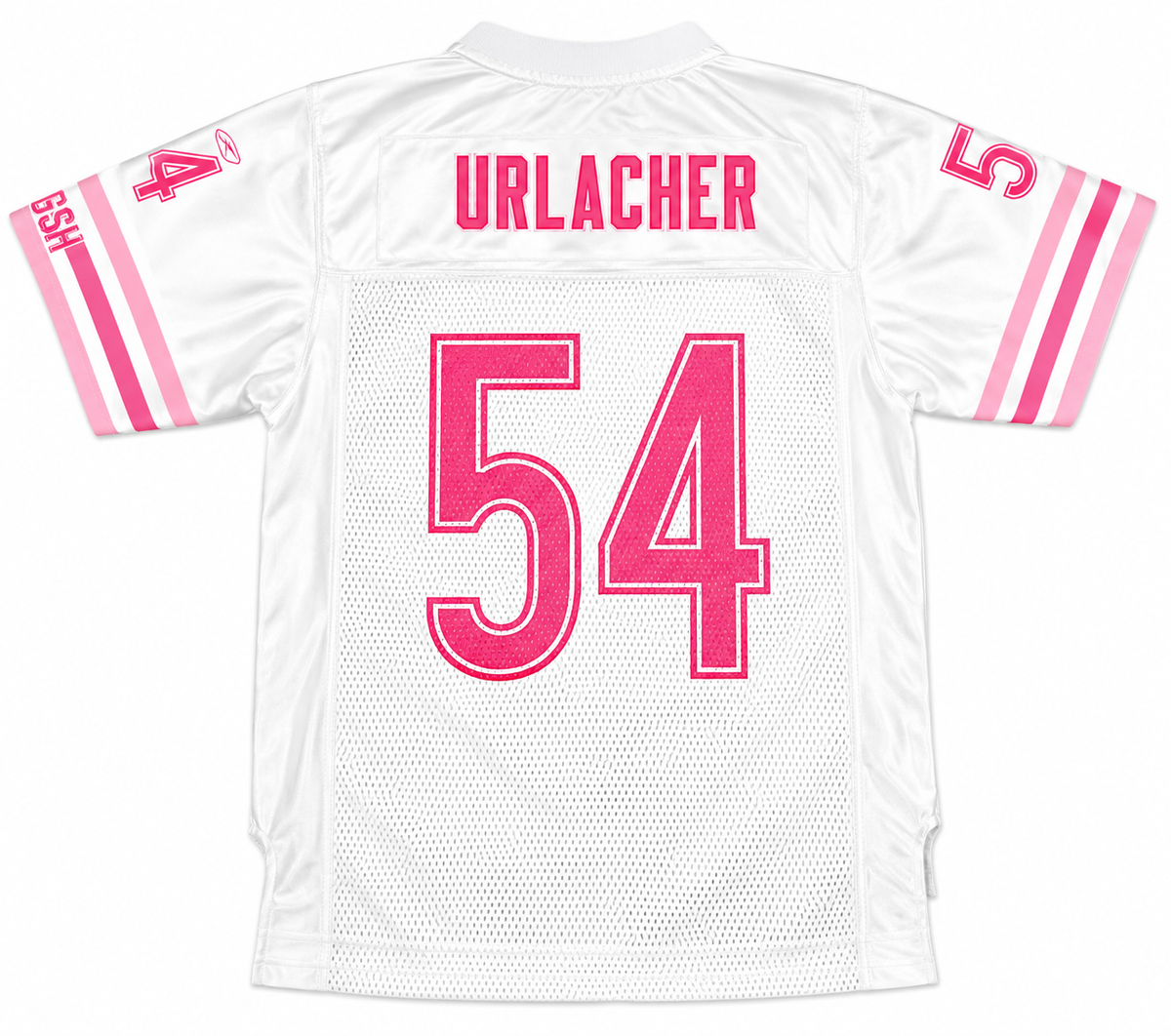 Youth Girls Chicago Bears Brian Urlacher White & Pink Jersey product image 1, provided for visual reference and product