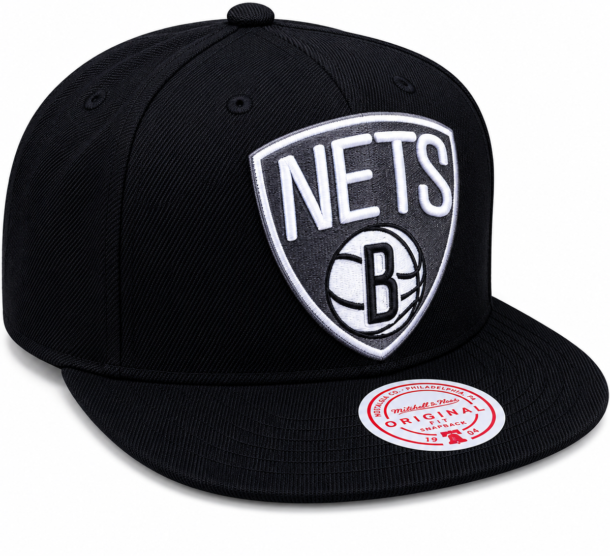 Brooklyn Nets NBA XL BWG Mitchell & Ness Snapback Hat for Men product image 2, provided for visual reference and product