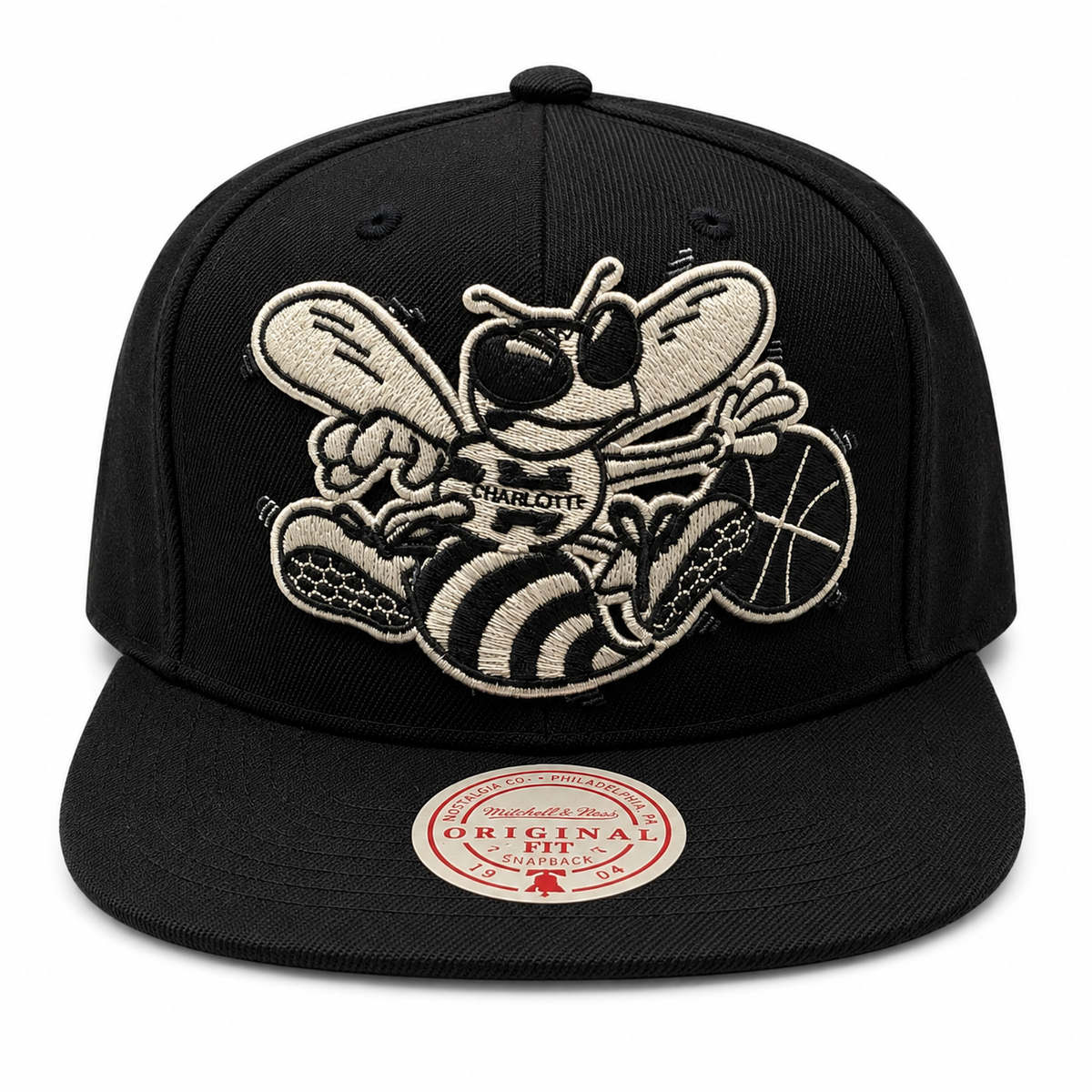 Charlotte Hornets Mitchell & Ness NBA XL BWG HWC Snapback Hat for Men product image 2, provided for visual reference and
