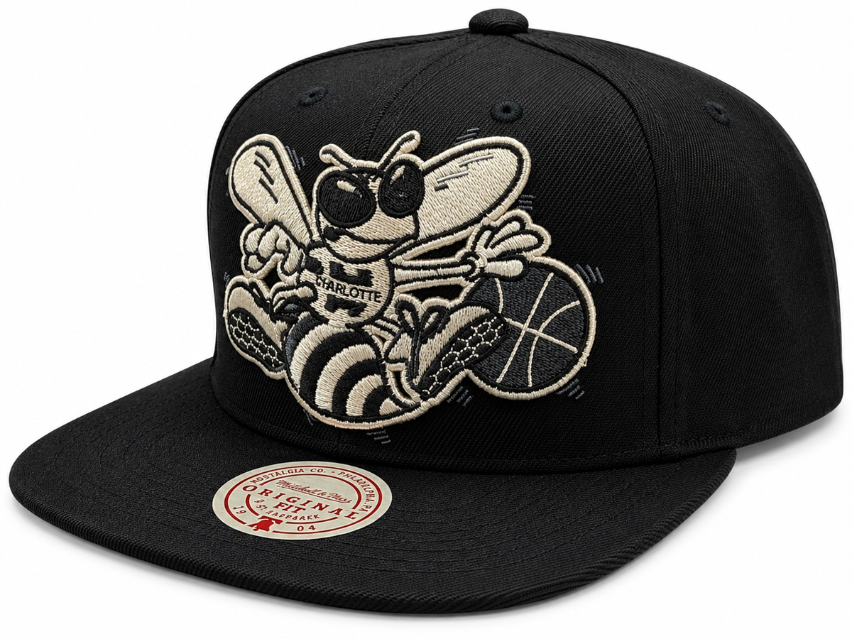 Charlotte Hornets Mitchell & Ness NBA XL BWG HWC Snapback Hat for Men product image 1, provided for visual reference and