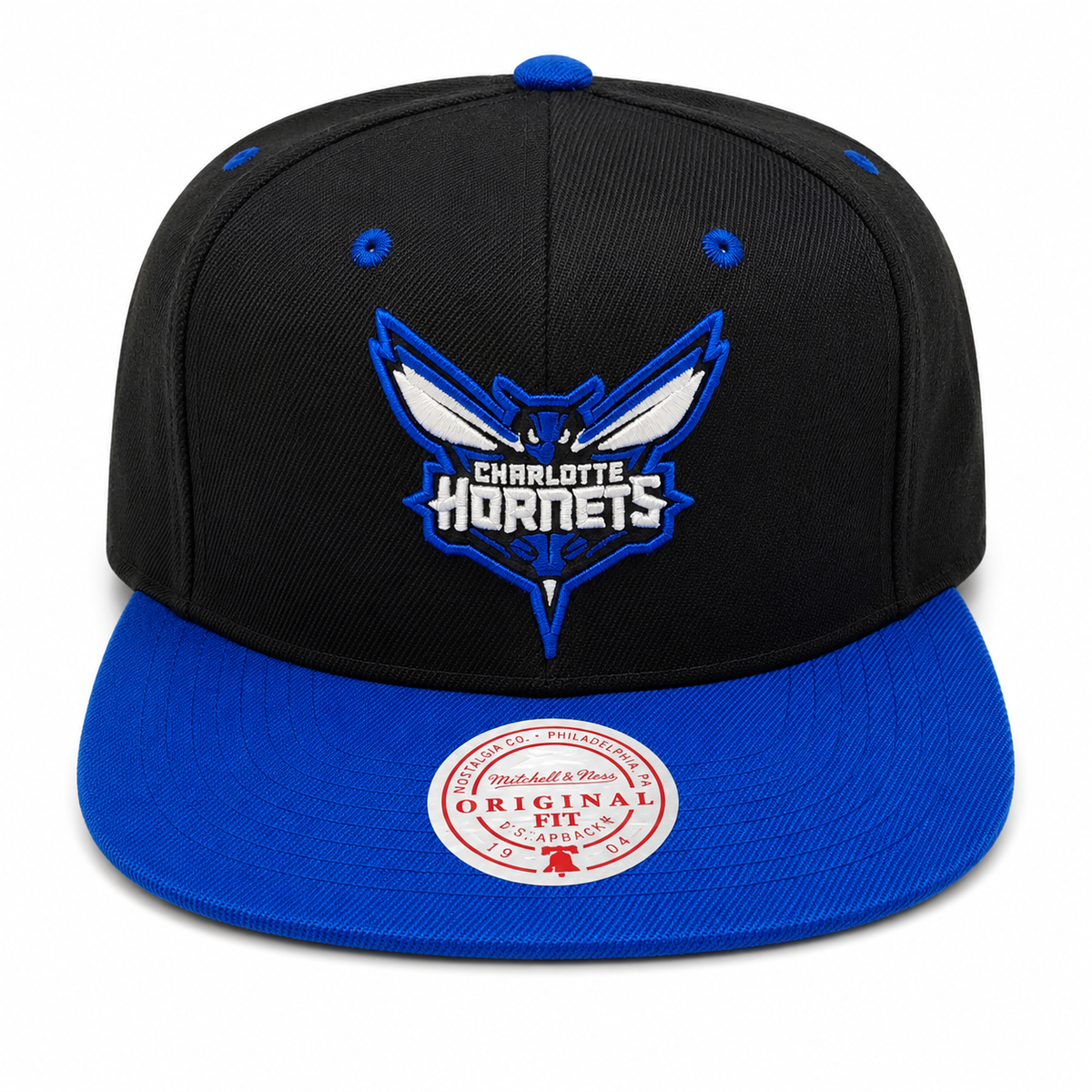 Charlotte Hornets Mitchell & Ness NBA Black Royality Snapback Hat for Men product image 2, provided for visual reference and
