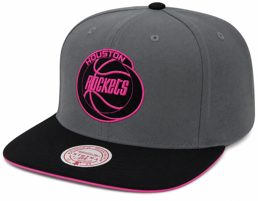 Houston Rockets NBA Neon Lights HWC Mitchell & Ness Snapback Hat for Men product image 1, provided for visual reference and