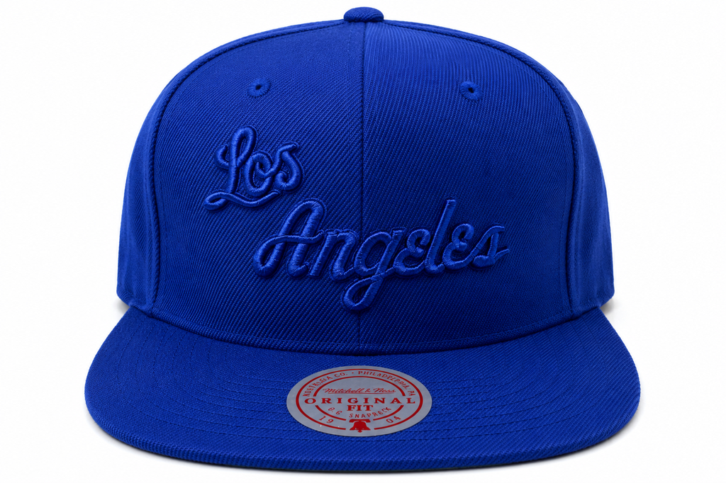 Los Angeles Lakers Mitchell & Ness Tonal Eclipse Snapback Hat- Blue product image 1, provided for visual reference and