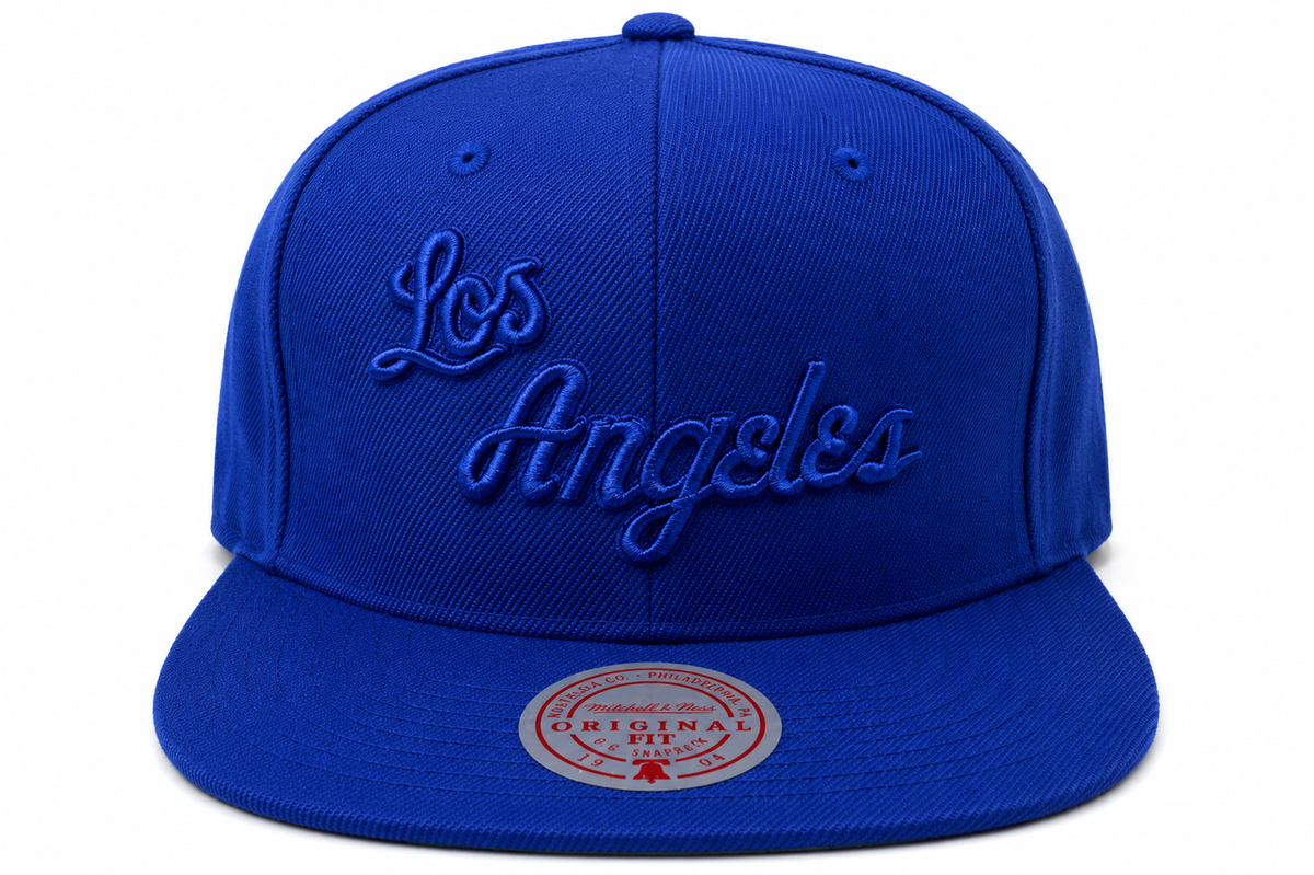 Los Angeles Lakers Mitchell & Ness Tonal Eclipse Snapback Hat- Blue product image 1, provided for visual reference and