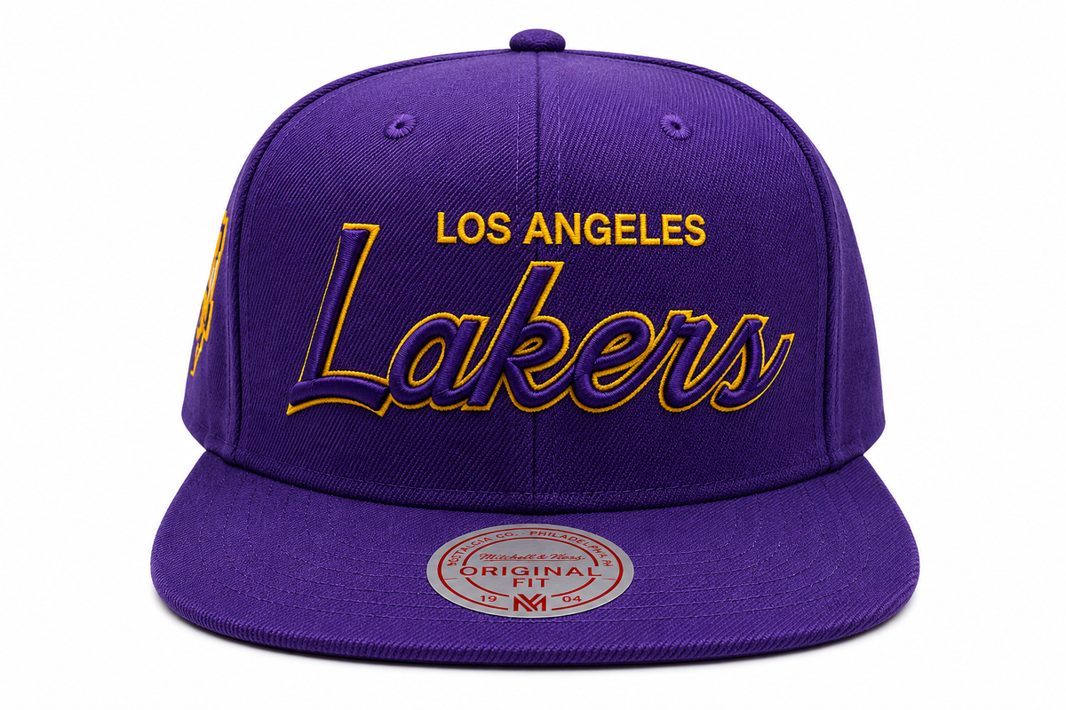 Los Angeles Lakers Mitchell & Ness Champ Year Trophy Snapback Hat for Men product image 2, provided for visual reference and