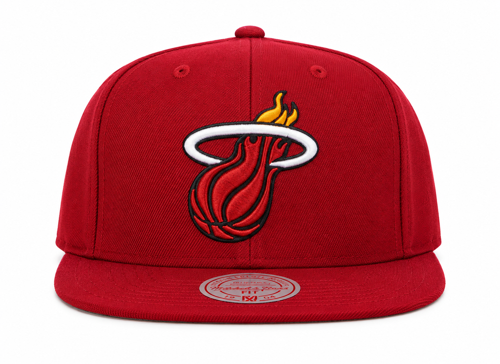 Miami Heat Mitchell & Ness Ground 2.0 Snapback Hat-Maroon for Men product image 2, provided for visual reference and product