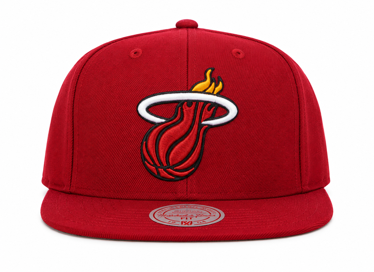 Miami Heat Mitchell & Ness Ground 2.0 Snapback Hat-Maroon for Men product image 2, provided for visual reference and product
