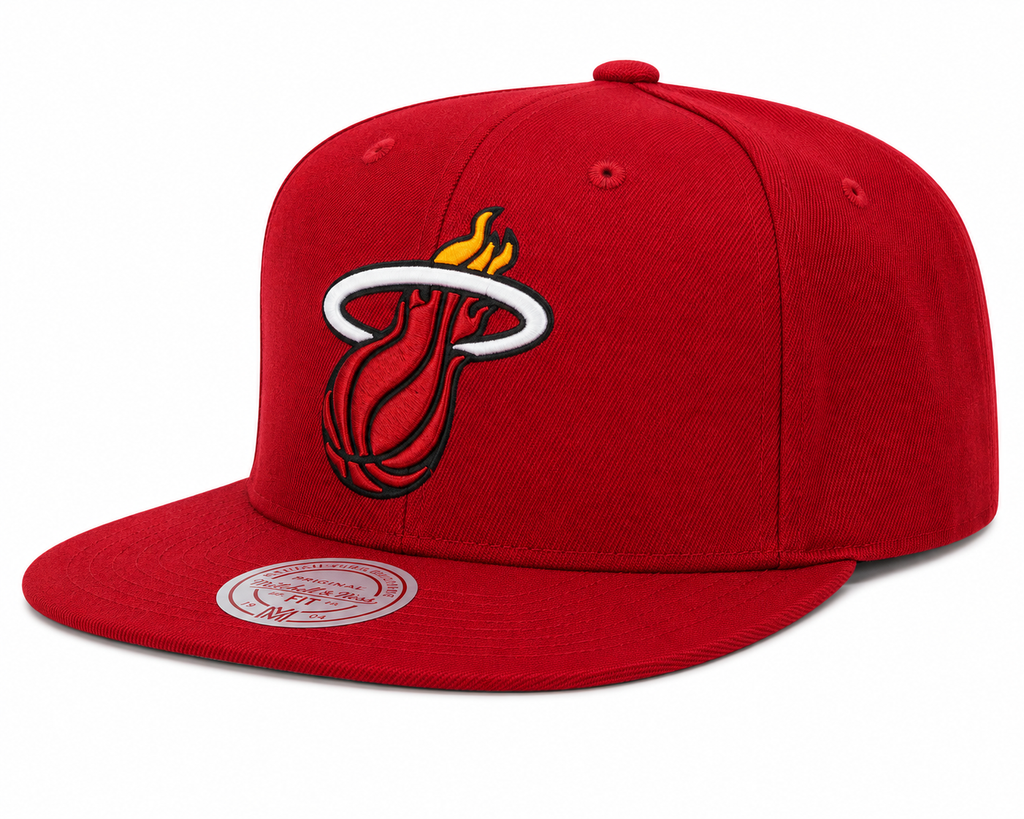 Miami Heat Mitchell & Ness Ground 2.0 Snapback Hat-Maroon for Men product image 1, provided for visual reference and product