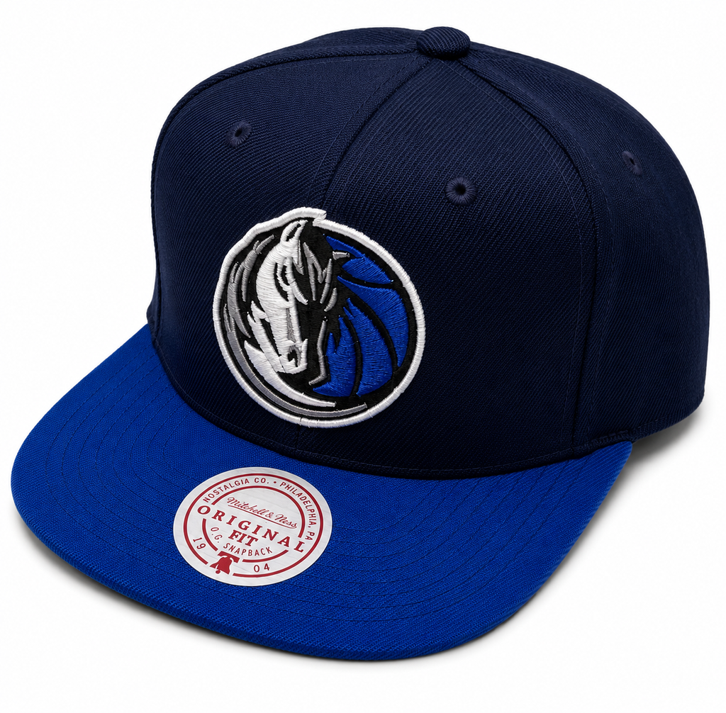 Dallas Mavericks NBA Core Basic Navy 2 Tone Mitchell & Ness Snapback Hat for Men product image 1, provided for visual