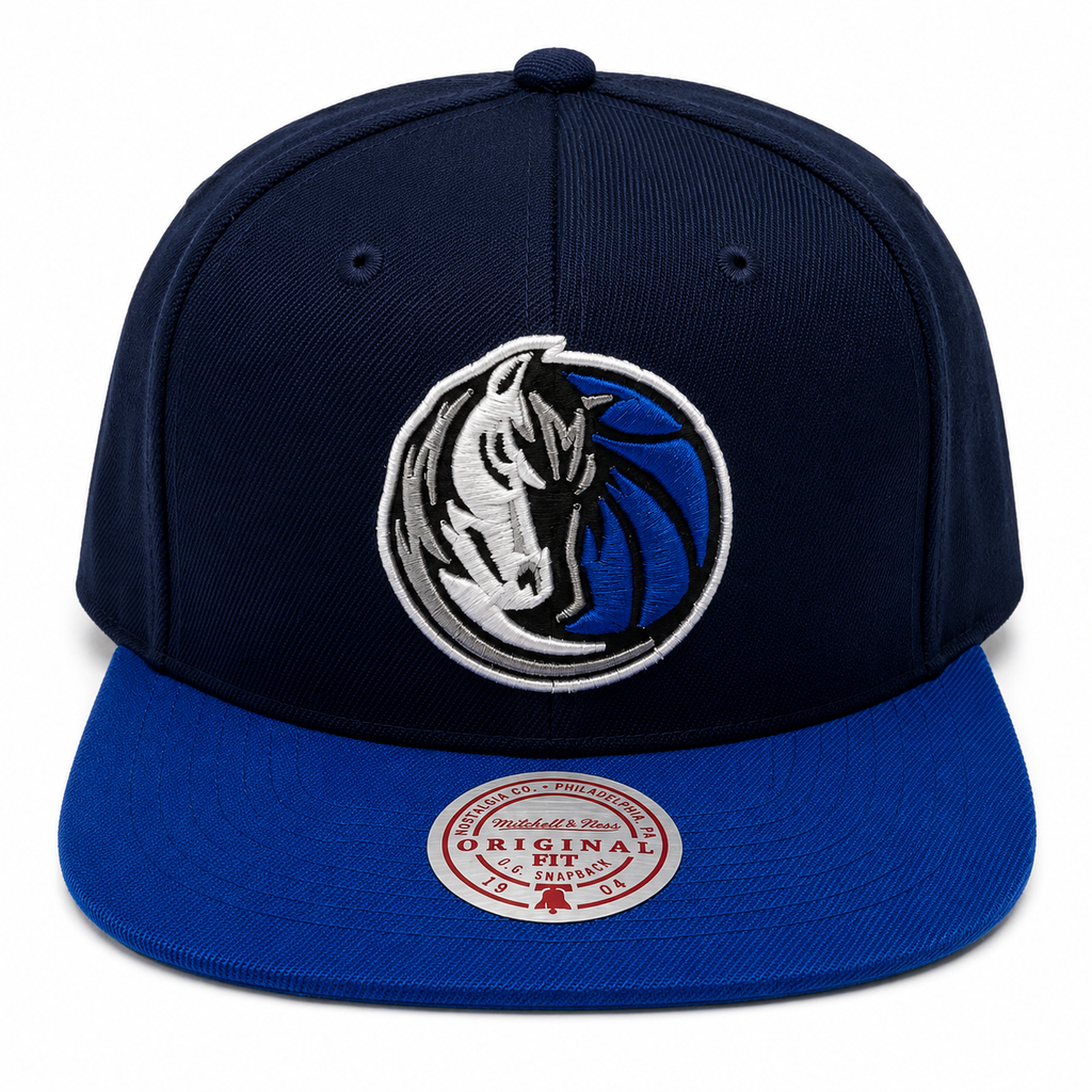 Dallas Mavericks NBA Core Basic Navy 2 Tone Mitchell & Ness Snapback Hat for Men product image 2, provided for visual