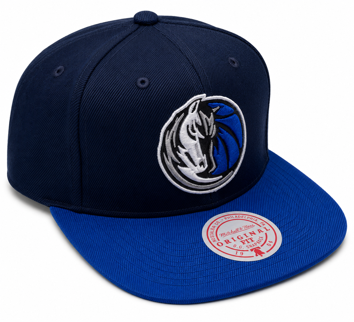 Dallas Mavericks NBA Core Basic Navy 2 Tone Mitchell & Ness Snapback Hat for Men product image 3, provided for visual