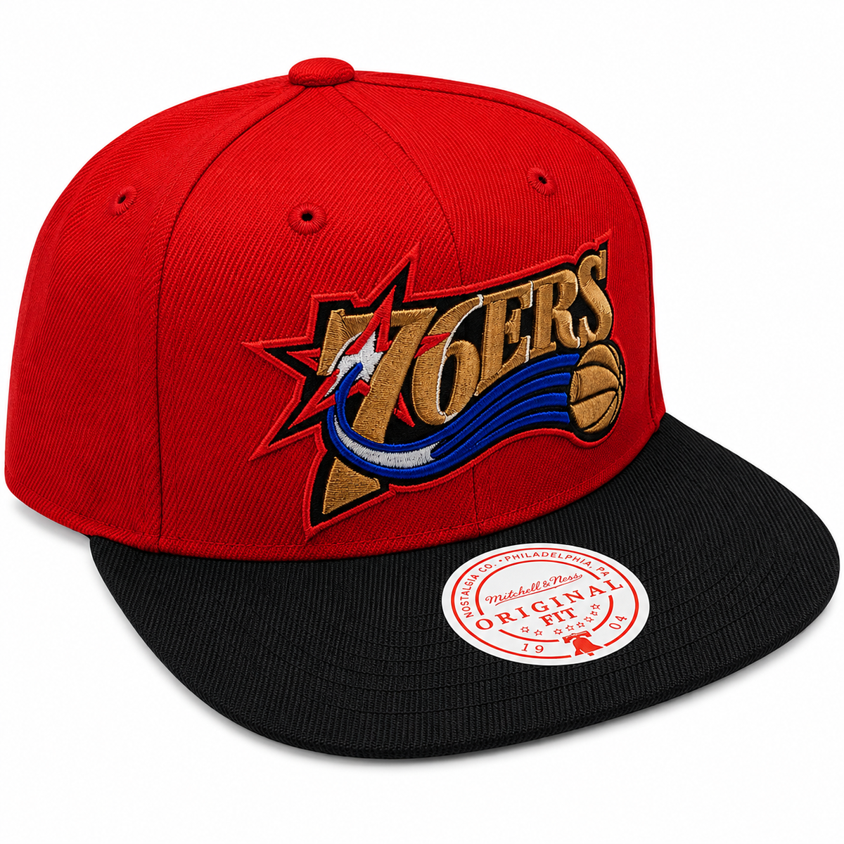 Philadelphia 76ers NBA Core Basic 2 Tone Red/Black HWC Mitchell & Ness Snapback Hat for Men product image 1, provided for