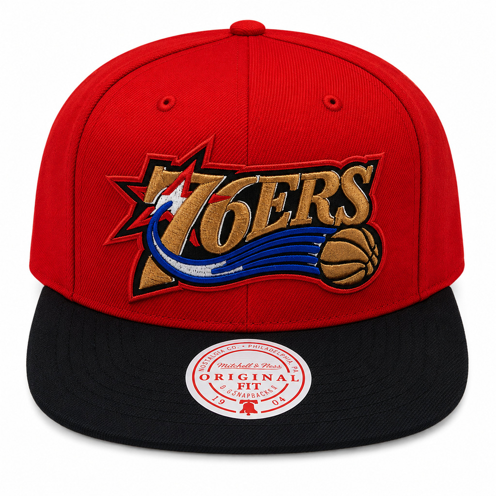 Philadelphia 76ers NBA Core Basic 2 Tone Red/Black HWC Mitchell & Ness Snapback Hat for Men product image 2, provided for