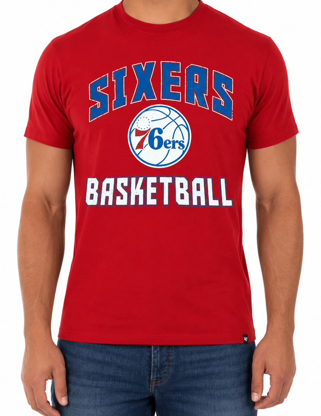 Philadelphia 76ers Red Game Changer Super Rival '47 Brand T-Shirt for Men product image 1, provided for visual reference and