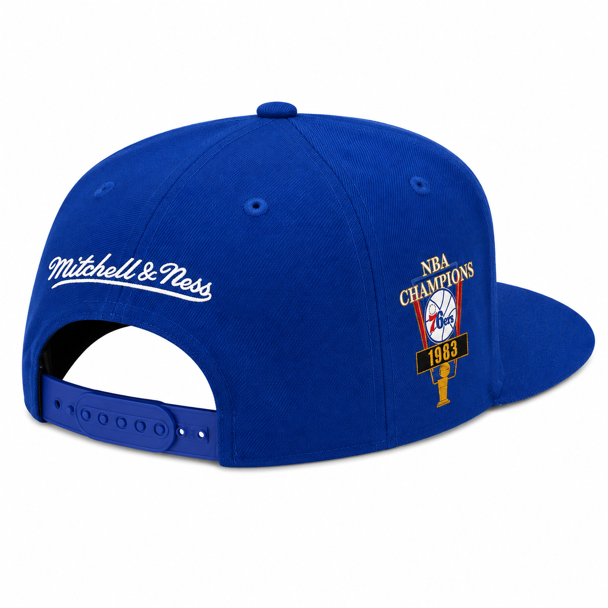 Philadelphia 76ers Mitchell & Ness Royal Script Hardwood Classics Champ Year Trophy Snapback Hat for Men product image 2,