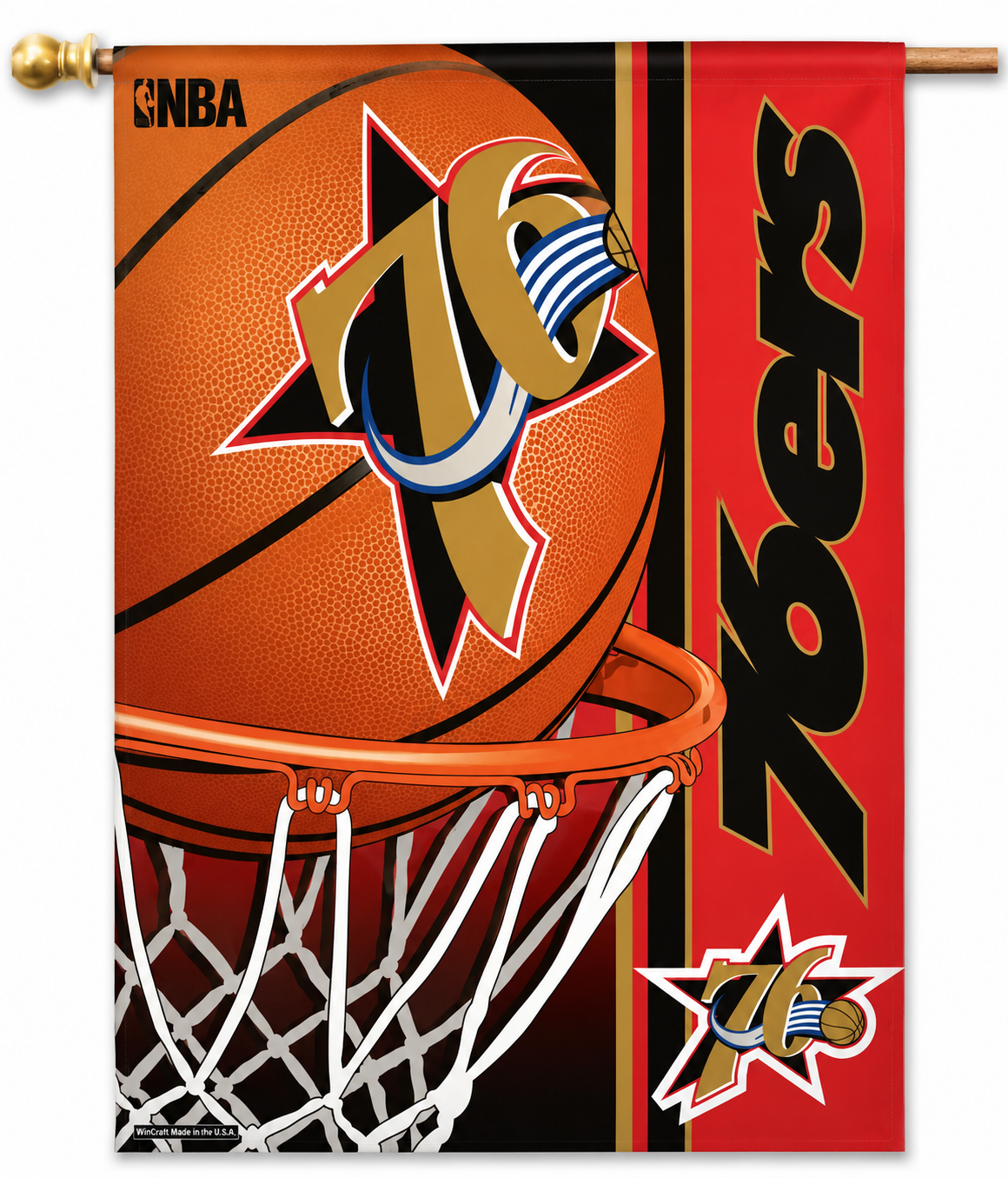 Philadelphia 76ers Retro Logo Team Flag product image 1, provided for visual reference and product detail review