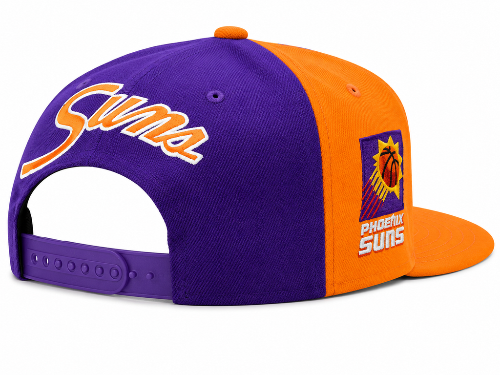 Phoenix Suns NBA Rear Script Deadstock Mitchell & Ness Snapback Hat product image 2, provided for visual reference and