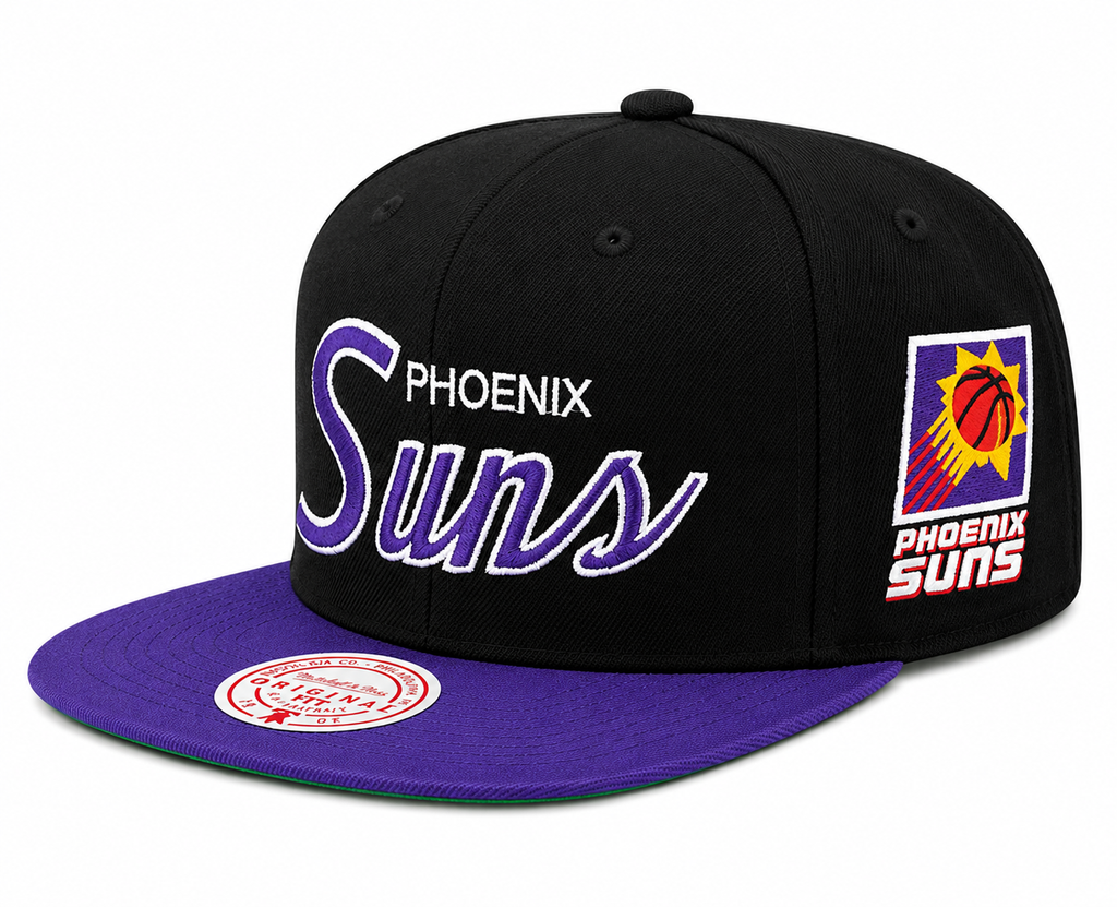 Phoenix Suns Script Mitchell & Ness 2 Tone 2.0 Snapback Hat for Men product image 1, provided for visual reference and