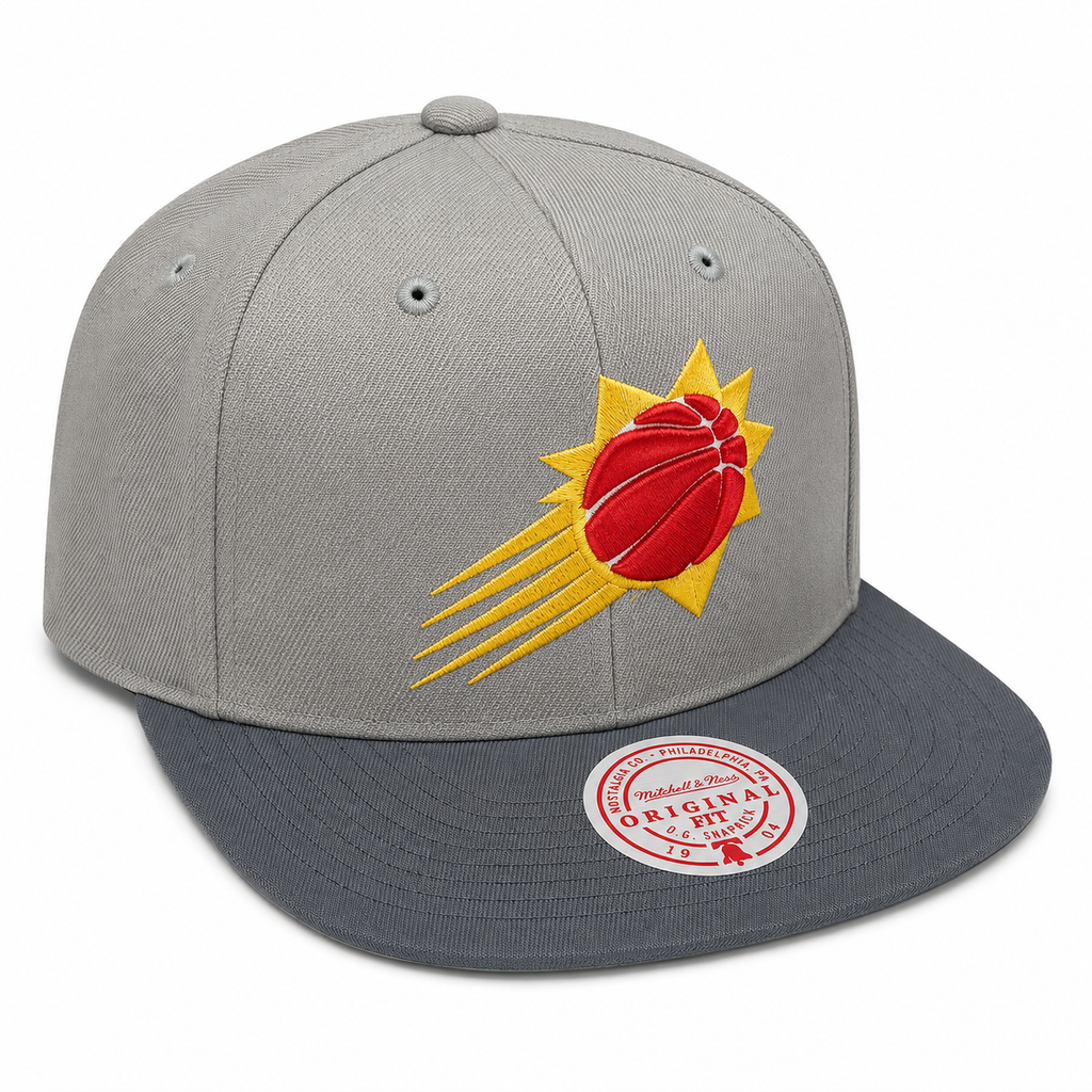 Phoenix Suns NBA Cool Gray 3 Mitchell & Ness Snapback Hat for Men product image 3, provided for visual reference and product
