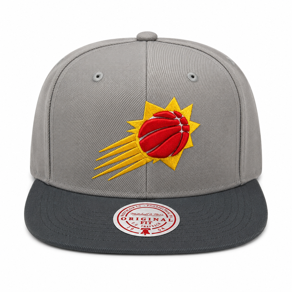 Phoenix Suns NBA Cool Gray 3 Mitchell & Ness Snapback Hat for Men product image 2, provided for visual reference and product