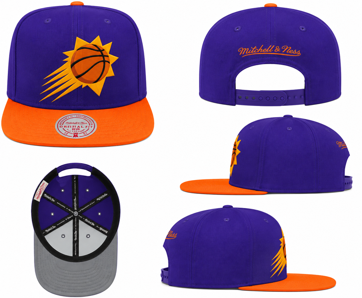 Phoenix Suns Mitchell & Ness Purple/Orange 2-Tone Snapback Adjustable Hat for Men product image 2, provided for visual