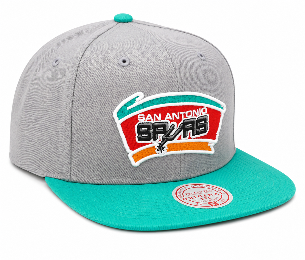 Mitchell & Ness San Antonio Spurs Hardwood Classics Core Gray/ Teal Adjustable Snapback Hat for Men product image 3,