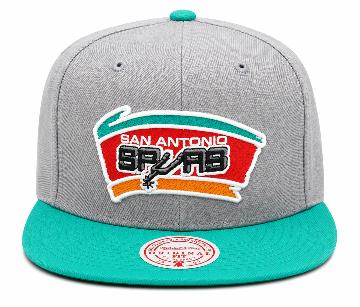 Mitchell & Ness San Antonio Spurs Hardwood Classics Core Gray/ Teal Adjustable Snapback Hat for Men product image 2,