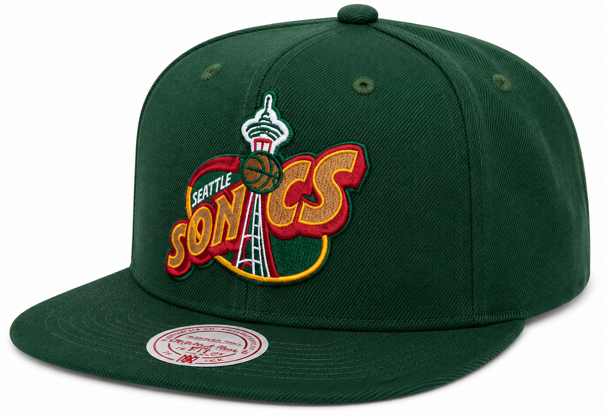 Mens NBA Seattle SuperSonics Ground 2.0 Snapback Hat By Mitchell And Ness product image 1, provided for visual reference and