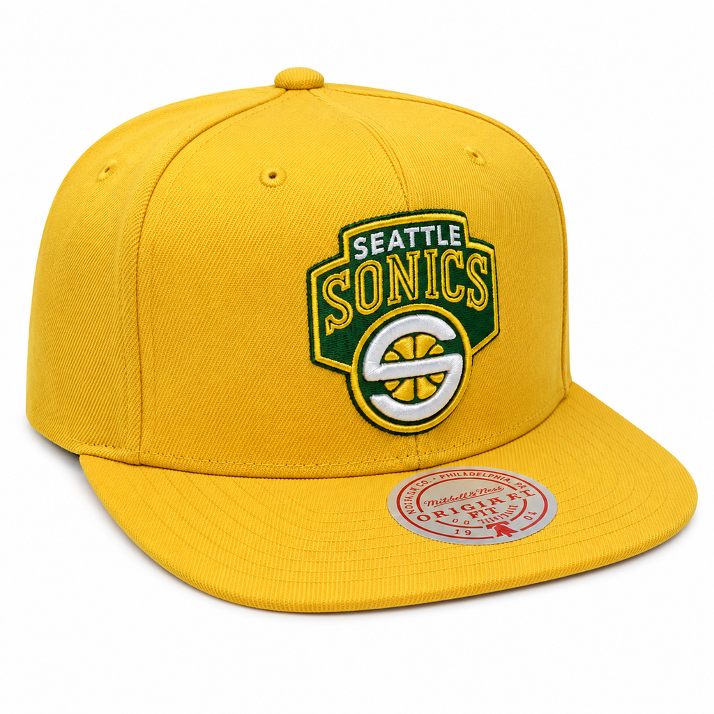 Seattle Supersonics NBA Core Basic Gold HWC Mitchell & Ness Snapback Hat for Men product image 3, provided for visual