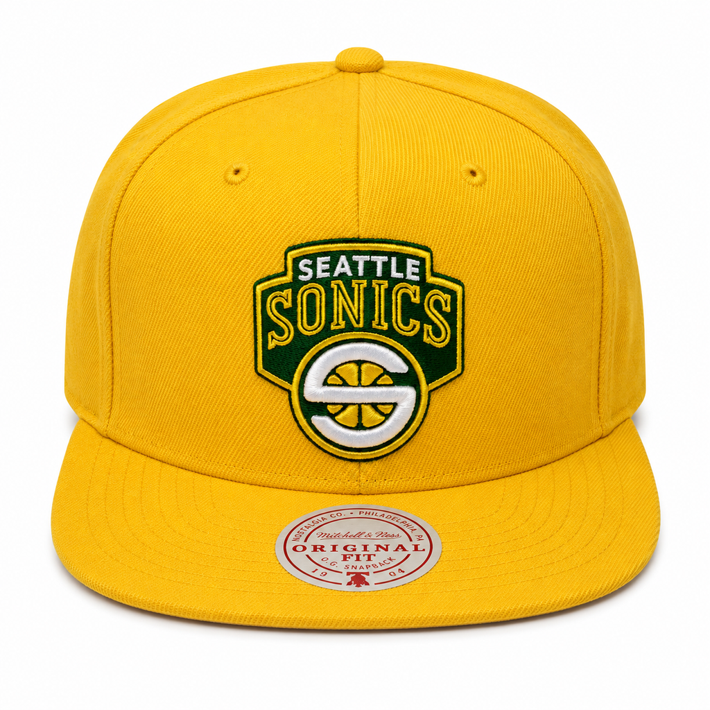 Seattle Supersonics NBA Core Basic Gold HWC Mitchell & Ness Snapback Hat for Men product image 2, provided for visual