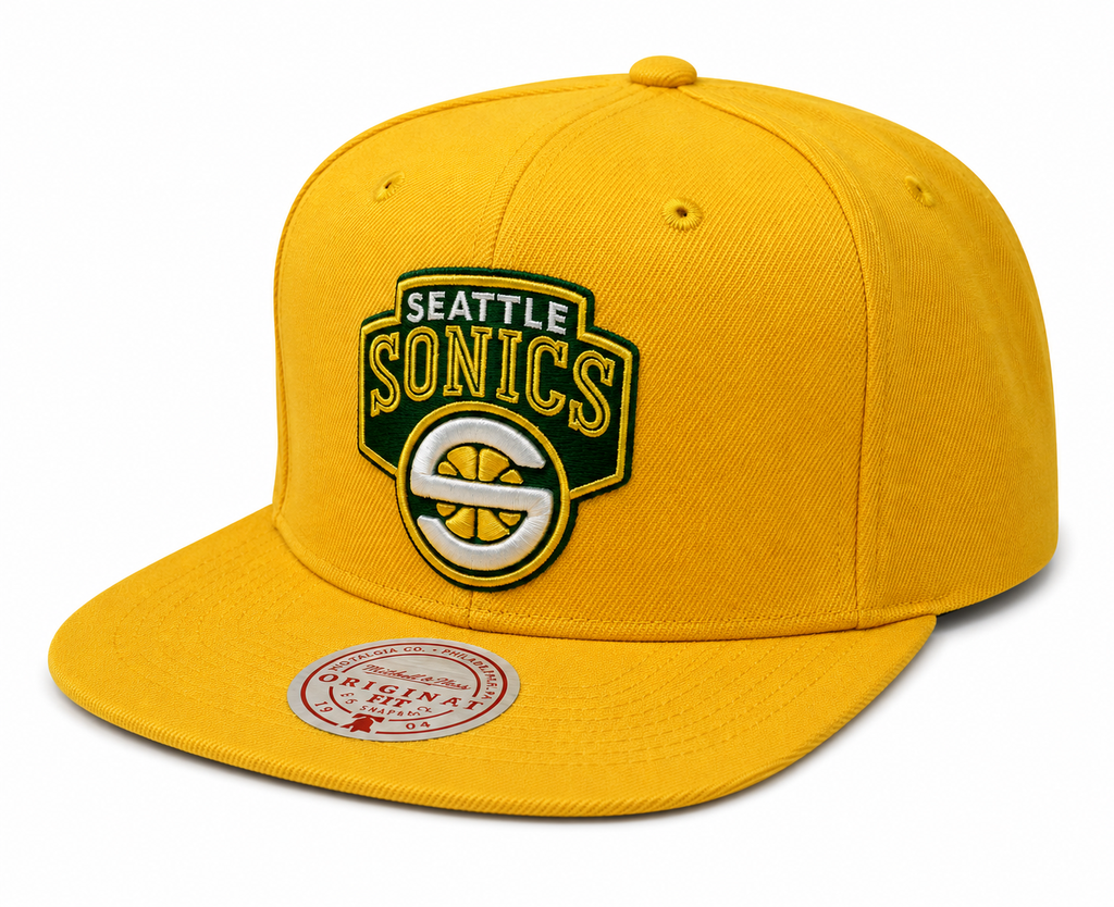 Seattle Supersonics NBA Core Basic Gold HWC Mitchell & Ness Snapback Hat for Men product image 1, provided for visual