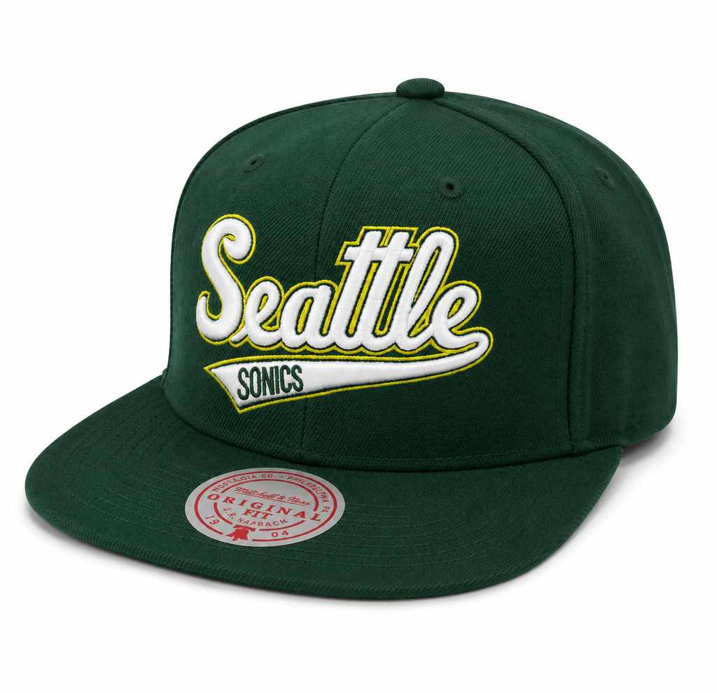 Seattle Supersonics NBA Core Basic Green Script HWC Mitchell & Ness Snapback Hat for Men product image 1, provided for
