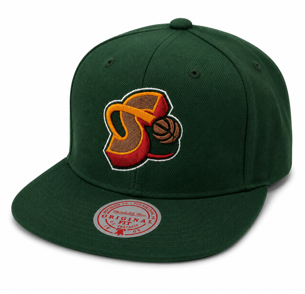 Seattle Supersonics NBA Core Basic Green HWC Mitchell & Ness Snapback Hat for Men product image 1, provided for visual