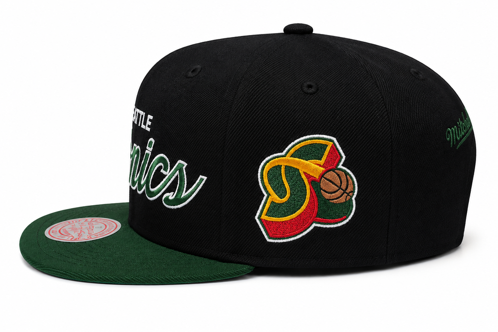 Seattle SuperSonics HWC Team Script 2.0 Mitchell & Ness Snapback Hat product image 4, provided for visual reference and