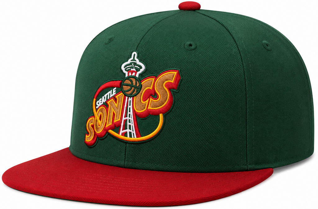 Mens NBA Seattle SuperSonics 2-Tone 2.0 Snapback Hat By Mitchell And Ness product image 1, provided for visual reference and