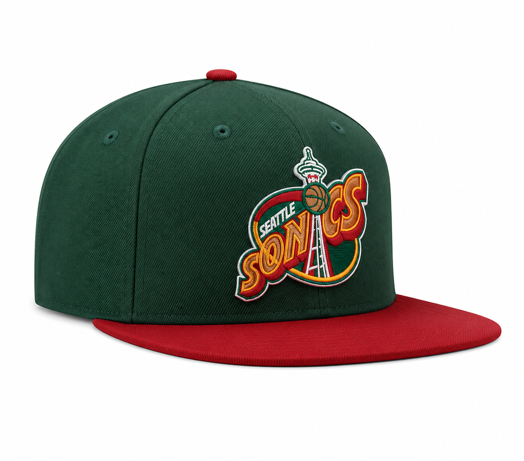 Mens NBA Seattle SuperSonics 2-Tone 2.0 Snapback Hat By Mitchell And Ness product image 3, provided for visual reference and