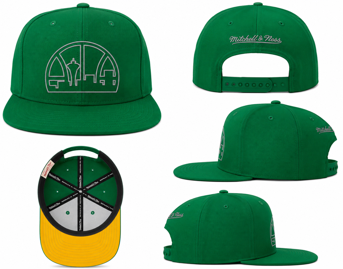 Seattle SuperSonics Mitchell & Ness Tonal Eclipse Snapback Hat- Green product image 5, provided for visual reference and