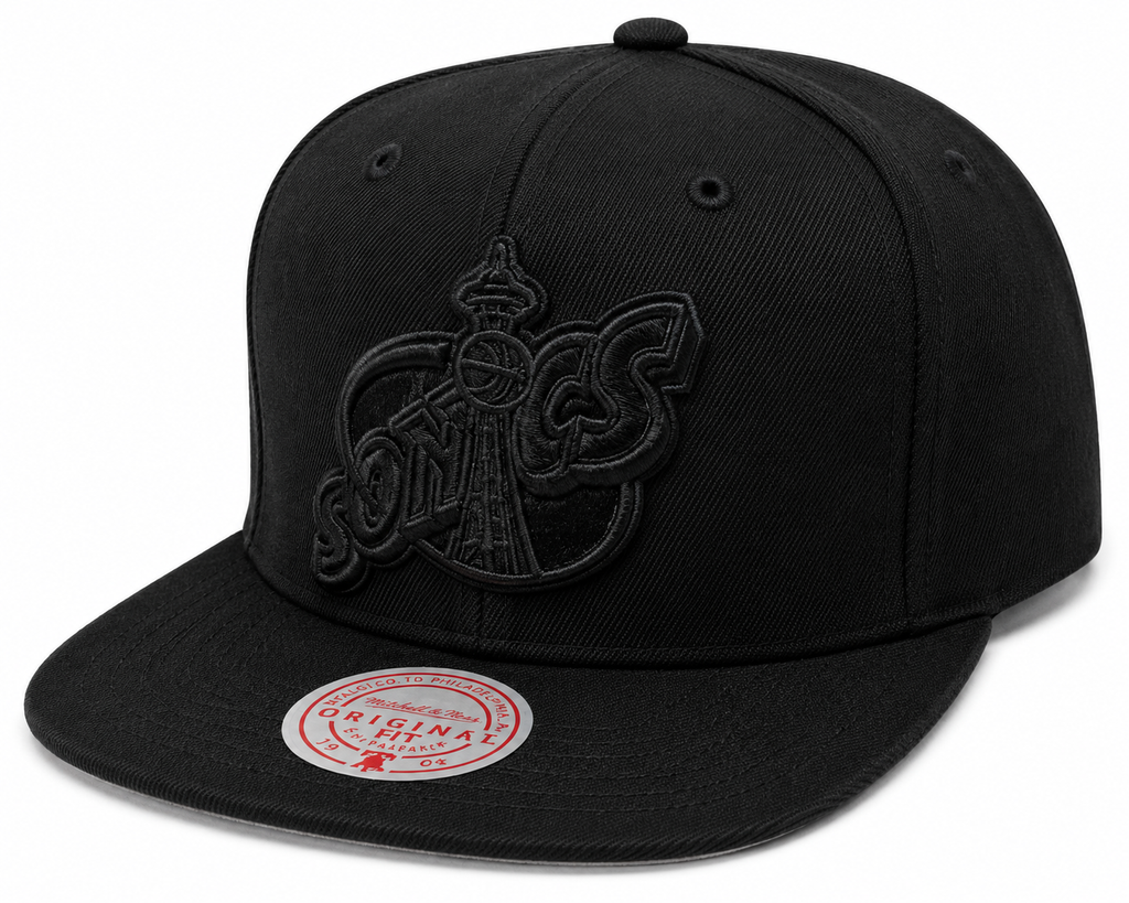 Seattle SuperSonics Mitchell & Ness Tonal Black Pink Moon Snapback Hat product image 1, provided for visual reference and