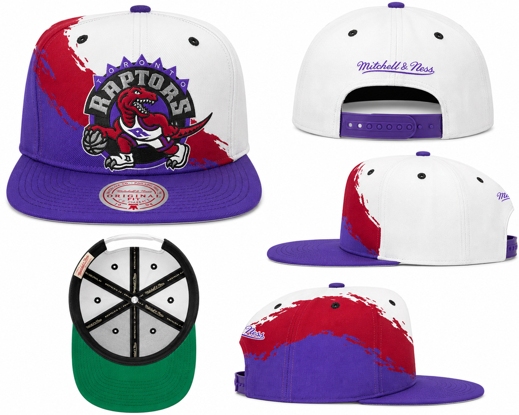 Toronto Raptors HWC NBA Paintbrush Mitchell & Ness Snapback Hat product image 3, provided for visual reference and product