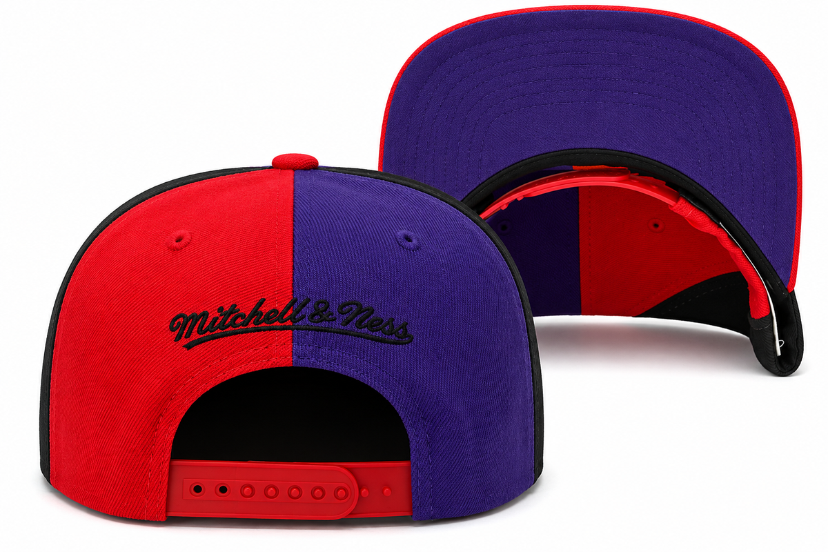 Toronto Raptors Mitchell & Ness NBA Pinwheel Snapback Hat-HWC Logo for Men product image 4, provided for visual reference