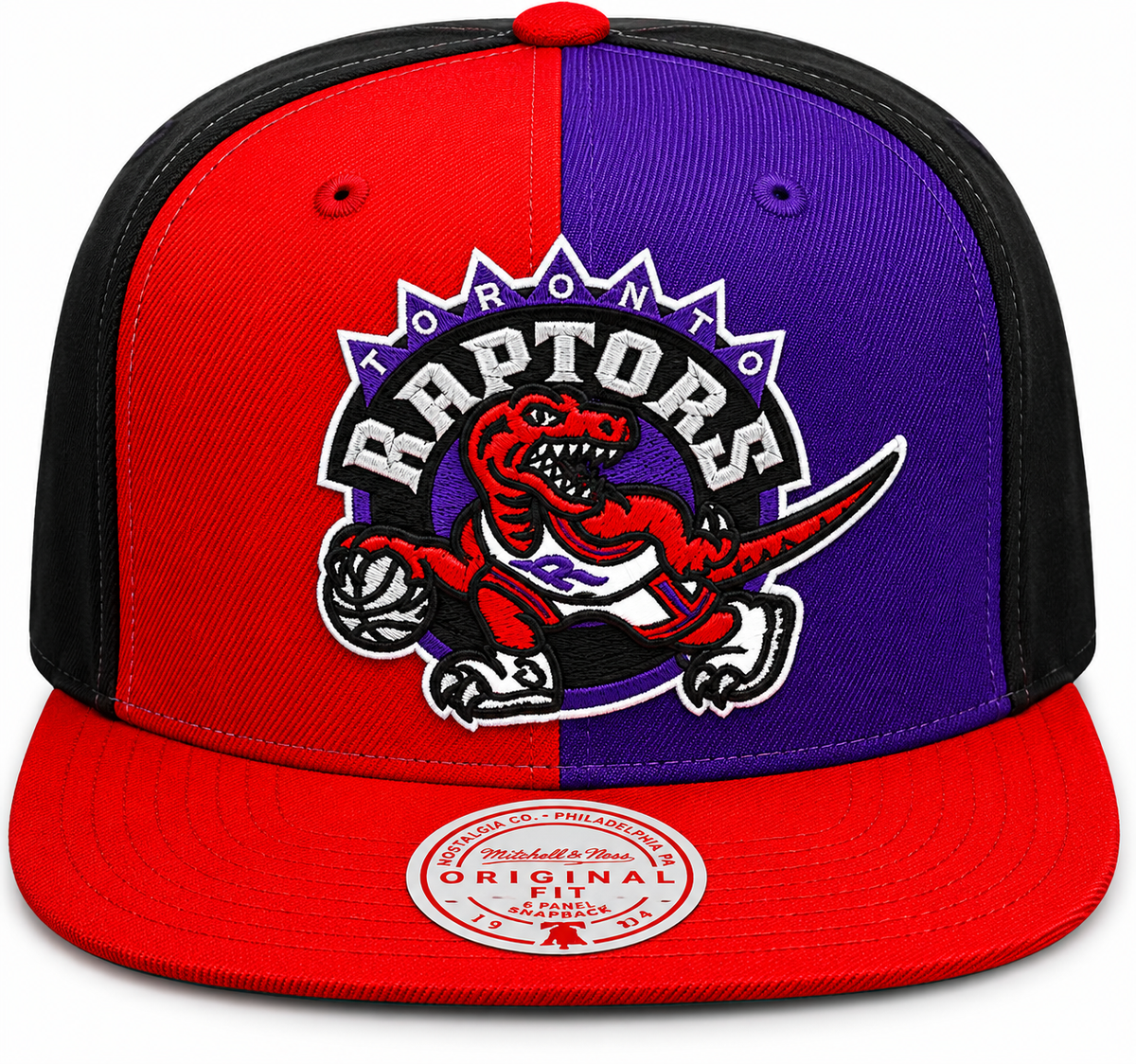Toronto Raptors Mitchell & Ness NBA Pinwheel Snapback Hat-HWC Logo for Men product image 2, provided for visual reference