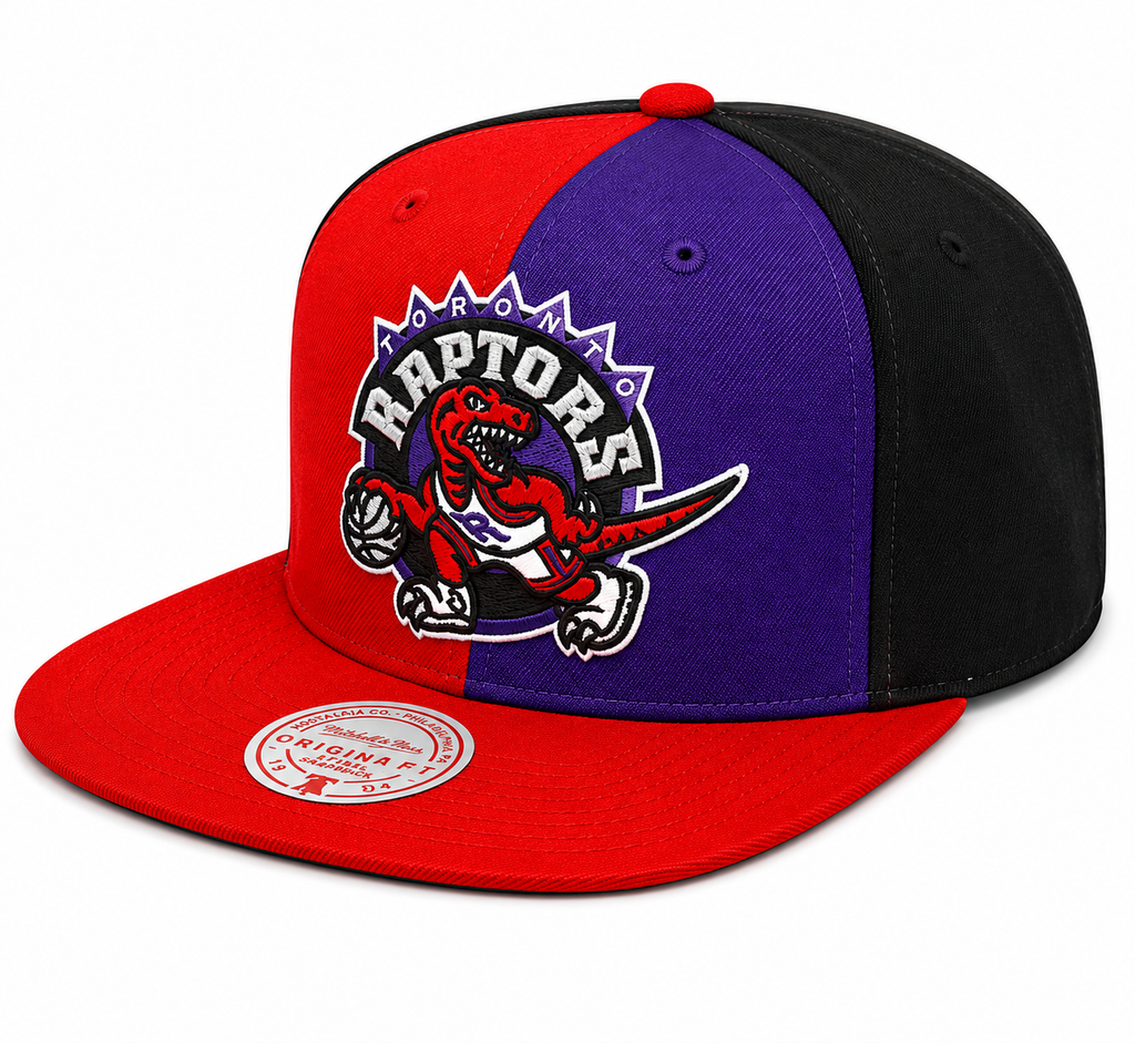 Toronto Raptors Mitchell & Ness NBA Pinwheel Snapback Hat-HWC Logo for Men product image 1, provided for visual reference