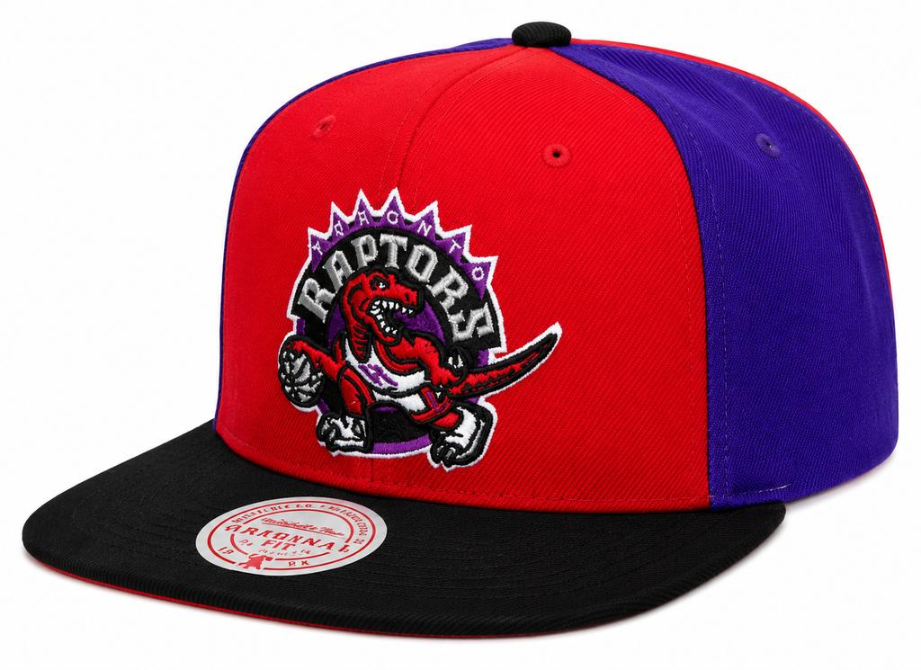 Toronto Raptors NBA On The Block Mitchell & Ness Snapback Hat product image 1, provided for visual reference and product