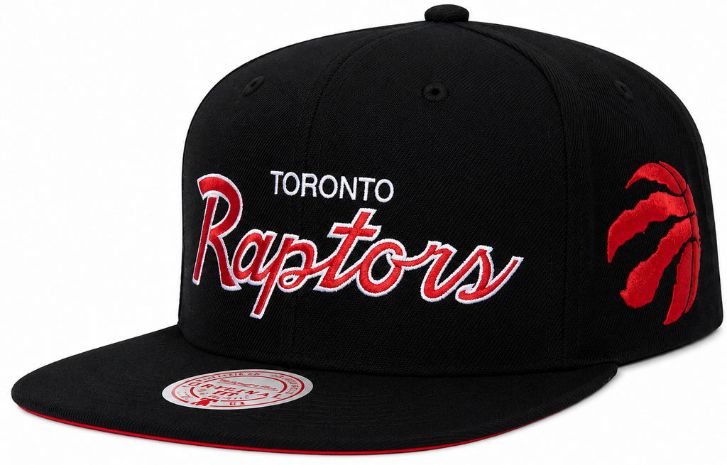 Toronto Raptors Team Script 2.0 Mitchell & Ness Snapback Hat product image 1, provided for visual reference and product