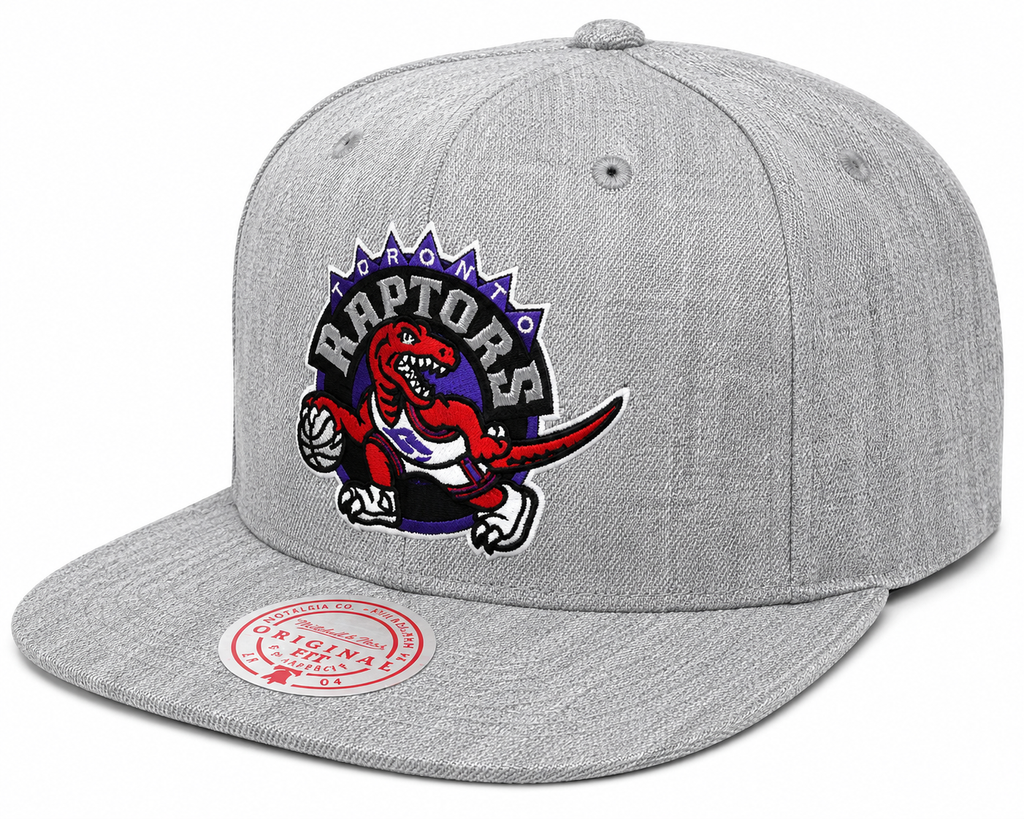 Toronto Raptors HWC Gray Heather 2.0 Mitchell & Ness Snapback Hat product image 1, provided for visual reference and product