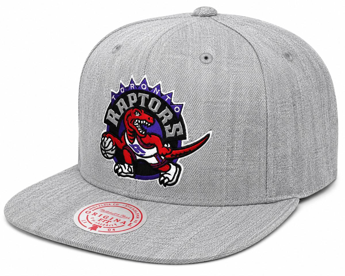 Toronto Raptors HWC Gray Heather 2.0 Mitchell & Ness Snapback Hat product image 1, provided for visual reference and product